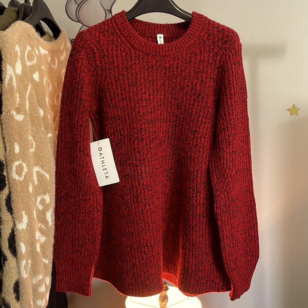 🍁 NWT Athleta Sierra Crew Sweater in Red size XXS